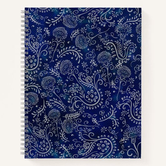 Beautiful Blues Boho Batik Botanicals Notizblock (Vorderseite)