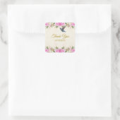 Beautiful Blume & Hummingbird Vielen Dank Quadratischer Aufkleber (Tasche)