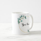 Beautiful Blumen Green Name Custom Kaffeetasse (VorderseiteRechts)