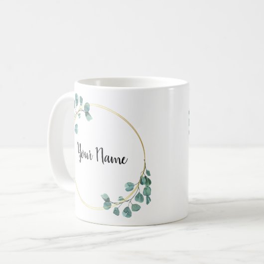 Beautiful Blumen Green Name Custom Kaffeetasse (Vorderseite Links)