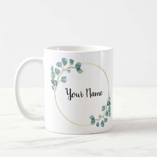 Beautiful Blumen Green Name Custom Kaffeetasse (Links)