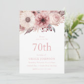 Beautiful Blush Boho Floral 70th Birthday Party Einladung (Stehend Vorderseite)