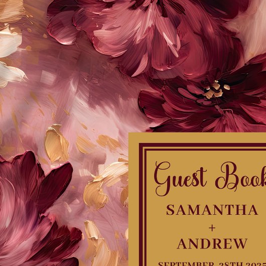 Beautiful Blush Burgundy Gold Boho Wedding Gästebuch