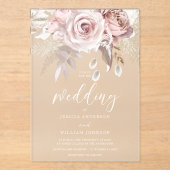 Beautiful Blush & Dusty Rose Frosted Wedding Acryleinladungen (Vorderseite)