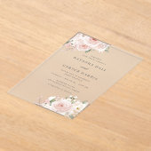 Beautiful Blush Flowers Elegant Wedding Acryleinladungen (Ablage )
