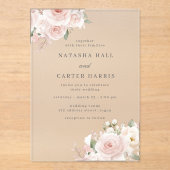 Beautiful Blush Flowers Elegant Wedding Acryleinladungen (Vorderseite)