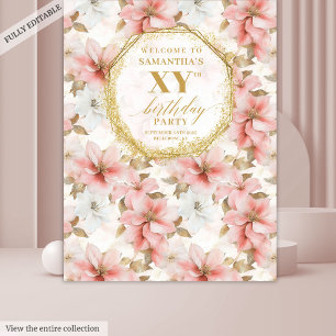 Beautiful Blush Ivory Gold Geburtstag Foto Stand Wandteppich