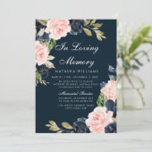 Beautiful Blush Navy Beerdigung Service Ankündigun Einladung (Stehend Vorderseite)