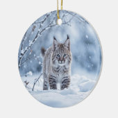 Beautiful Bobcat in  Snow Christmas Keramik Ornament (Links)