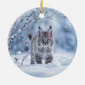 Beautiful Bobcat in  Snow Christmas Keramik Ornament (Hinten)