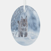 Beautiful Bobcat Wilderness Christmas Ornament Aus Glas (Vorderseite links)