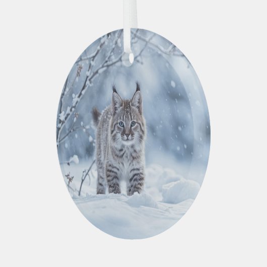 Beautiful Bobcat Wilderness Christmas Ornament Aus Glas (Vorderseite links)