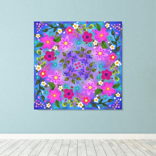 Beautiful Boho Berries und Blume Leinwanddruck (Insitu (Holzboden))