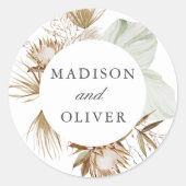 Beautiful Boho Botanische Gastgeschenk Hochzeit Runder Aufkleber (Vorderseite)