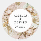 Beautiful Boho Botanische Gastgeschenk Hochzeit Runder Aufkleber (Vorderseite)