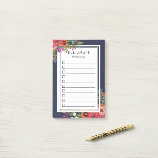 Beautiful Boho Bouquet - Individuelle Name zu tun Post-it Klebezettel (Auf Schreibtisch)