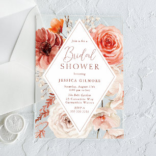 Beautiful Boho Floral Brautparty Acryleinladungen