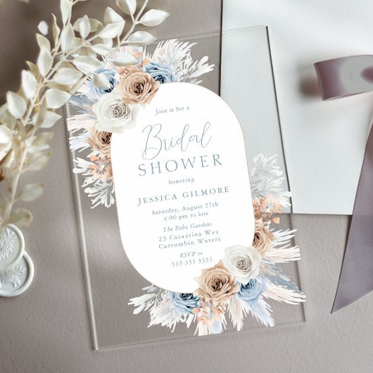 Beautiful Boho Floral Brautparty Acryleinladungen