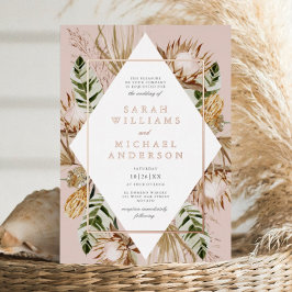 Beautiful Boho Floral Geo Wedding Rose Gold Folieneinladung