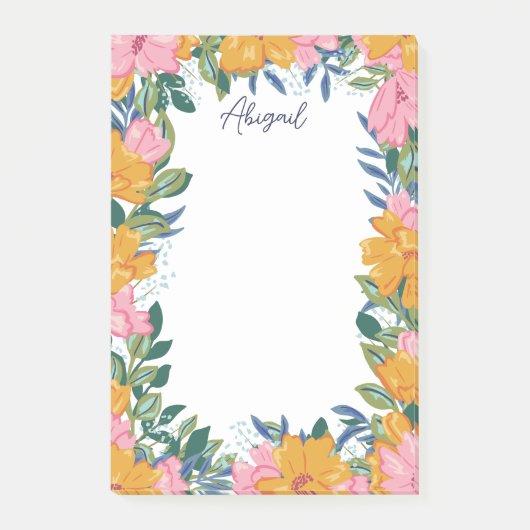 Beautiful Boho Flowers - Custom Name Post-it Klebezettel (Vorderseite)