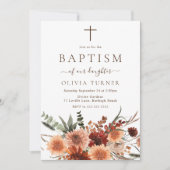 Beautiful Boho Herbst Blume Taufe Einladung (Vorderseite)