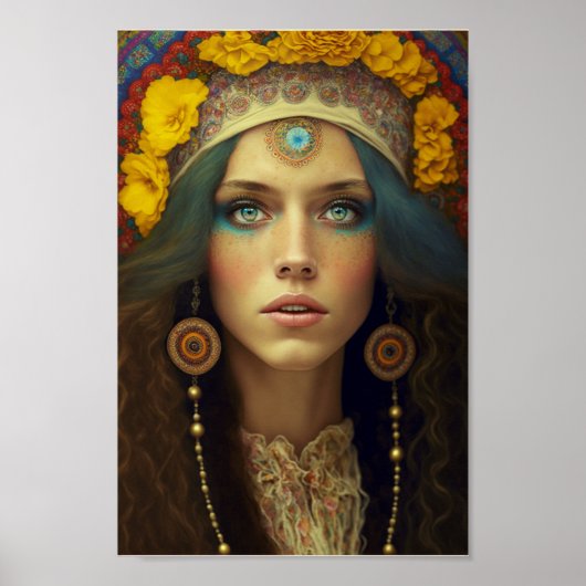 Beautiful Boho Hippie Woman Poster (Vorne)