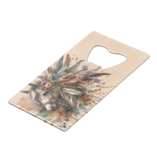 Beautiful Boho Horse  Geldbeutel Flaschenöffner (Vorderseite Schrägansicht)