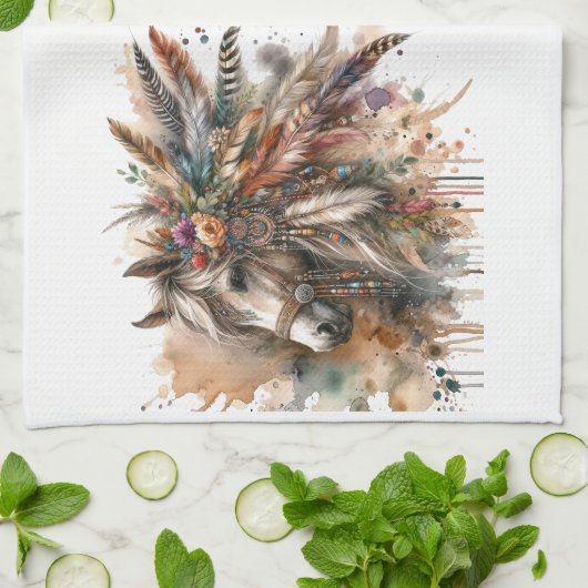 Beautiful Boho Horse  Geschirrtuch (Gefaltet)