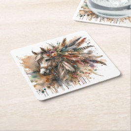 Beautiful Boho Horse  Rechteckiger Pappuntersetzer