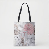 Beautiful Boho Moderne Blume Monogram Tasche (Vorderseite)