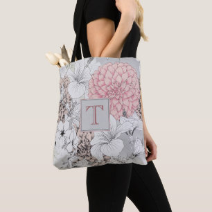 Beautiful Boho Moderne Blume Monogram Tasche
