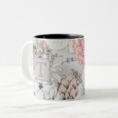 Beautiful Boho Moderne Blume Monogram Zweifarbige Tasse (Vorderseite Links)