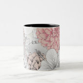 Beautiful Boho Moderne Blume Monogram Zweifarbige Tasse (Mittel)