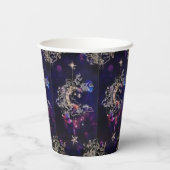 Beautiful Boho Moon Stars Blau Lila Pappbecher (Rückseite)