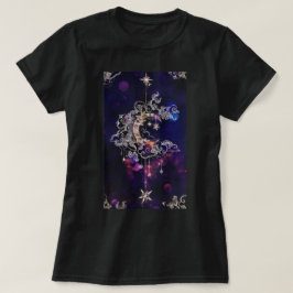 Beautiful Boho Moon Stars Blue Lila Women's T-Shirt