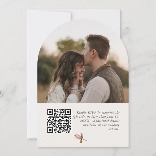 Beautiful boho neutral arch invitation einladung (Rückseite)