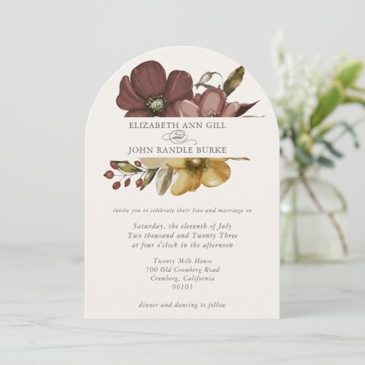 Beautiful boho neutral arch invitation einladung (Stehend Vorderseite)