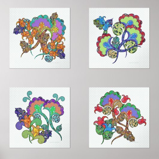 Beautiful Boho Paisley Blume Bilderwand Sets (Vorderseite)