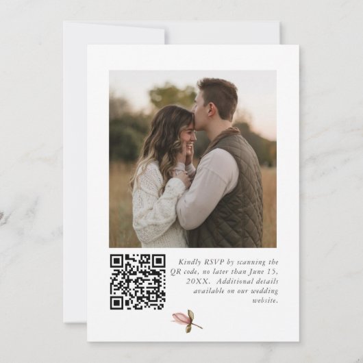 Beautiful boho rose & neutral wedding  einladung (Rückseite)