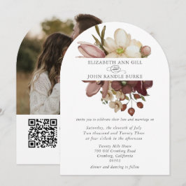 Beautiful boho rose & neutral wedding  einladung