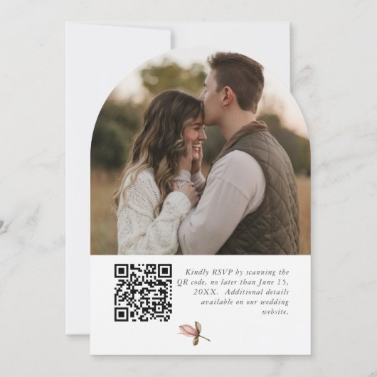 Beautiful boho rose & neutral wedding  einladung (Rückseite)