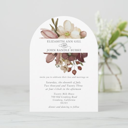 Beautiful boho rose & neutral wedding  einladung (Stehend Vorderseite)