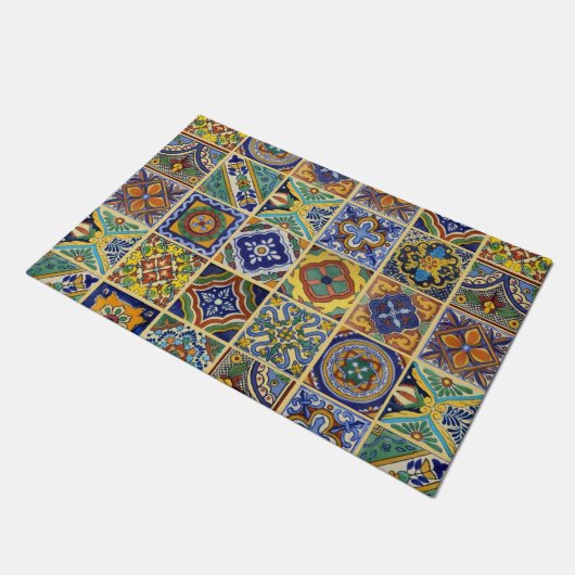 Beautiful Boho Talavera Tiles Fußmatte (Schrägansicht)
