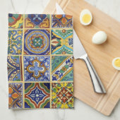 Beautiful Boho Talavera Tiles Geschirrtuch (Viertel Falte)