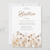 Beautiful Boho Watercolor Wildflower Baptism Einladung (Vorderseite)