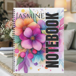 Beautiful Bold Bright Watercolor Floral Notizblock