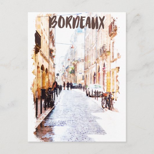 Beautiful Bordeaux Frankreich Watercolor Reisen Postkarte (Vorderseite)