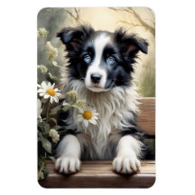 Beautiful Border Collie Dog Blume Kühlschrank