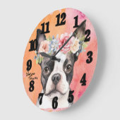 Beautiful Boston Terrier Dog Große Wanduhr (Winkel)