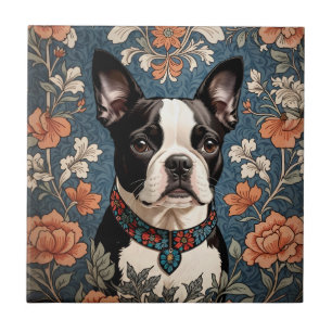 Beautiful Boston Terrier William Morris Inspiriert Fliese